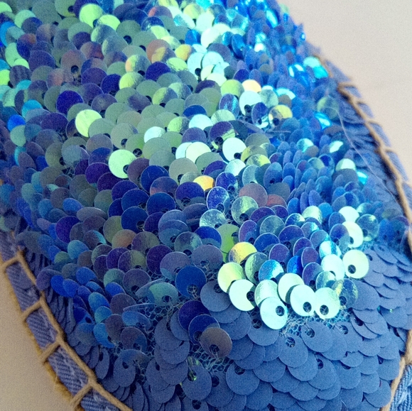 New Circus by Sam Edelman Blue Sequins Flat  Espadrille Shoes Women's Size 9.5 - Picture 9 of 17